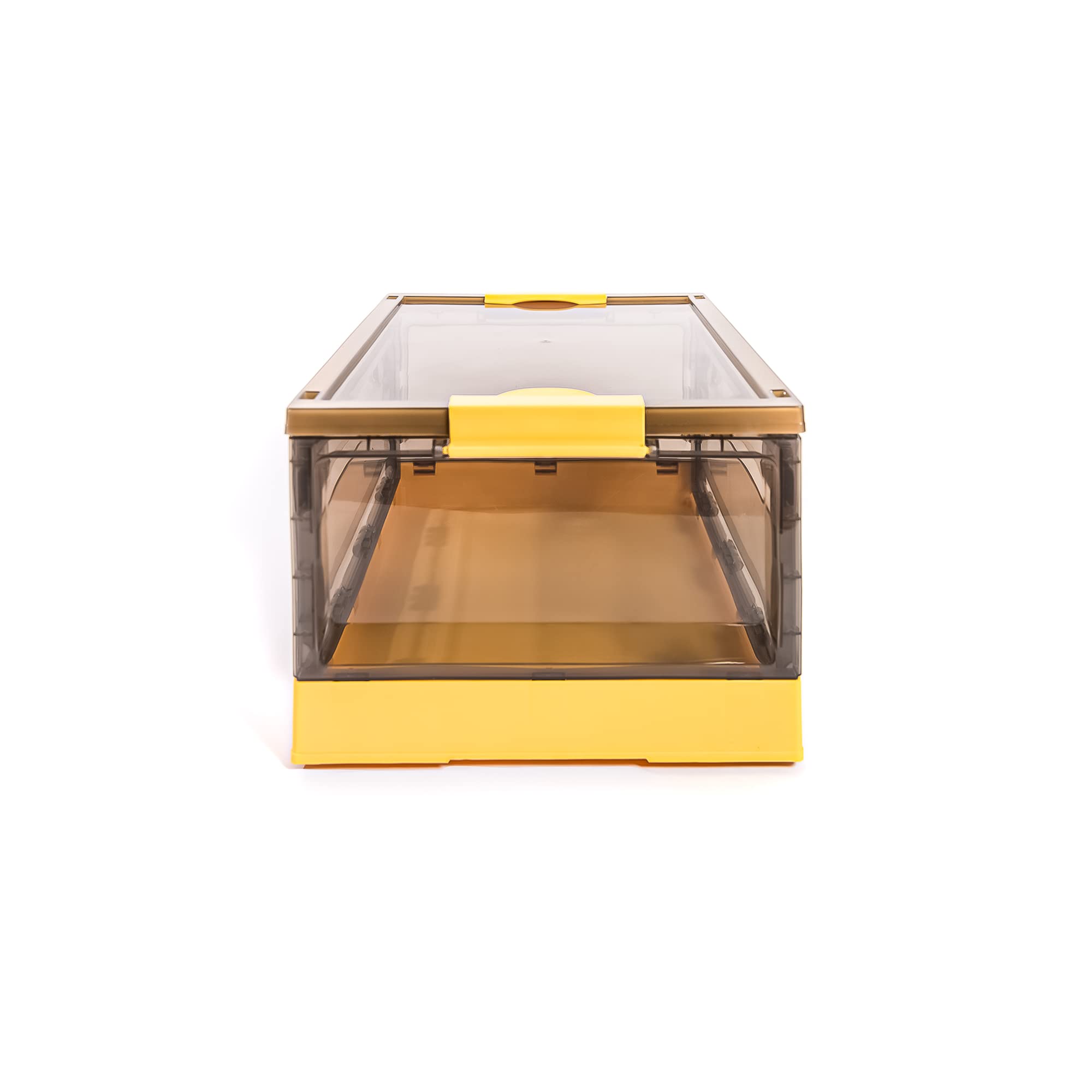 Best 3-Pack Collapsible Storage Bins with Side Opening & Stackable Lid - Foldable Home Organization Cube for Closet, Office & Kids Room (Medium, Yellow) - Perfect for Toys, Books & Seasonal Storage