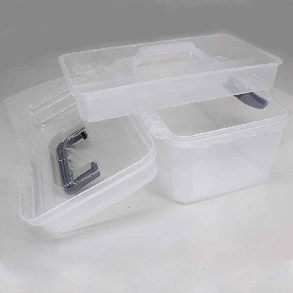 Auniwaig Plastic Tool Box with Removable Tray - 10.2 x 6.5 x 5.5 Inches Translucent Storage Organizer for Tools, Hardware Parts, Toys & Art Supplies - Perfect for Home, Garage, Workshop & DIY Projects