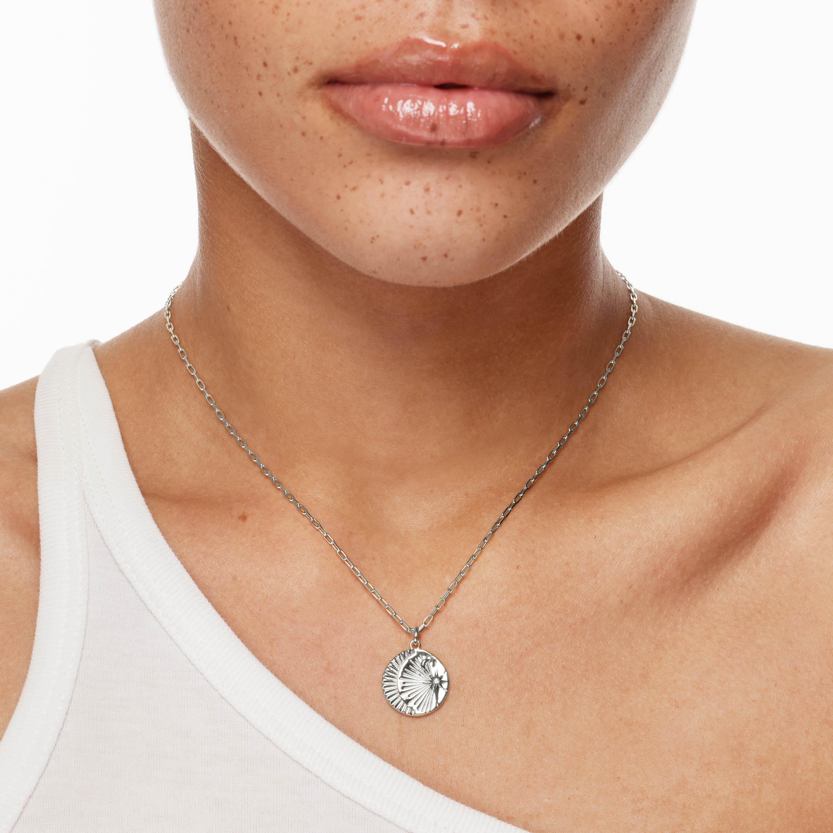 Silver Sun and Moon Pendant Necklace for Women - Elegant Celestial Jewelry for Everyday Wear, Gifts & Spiritual Occasions