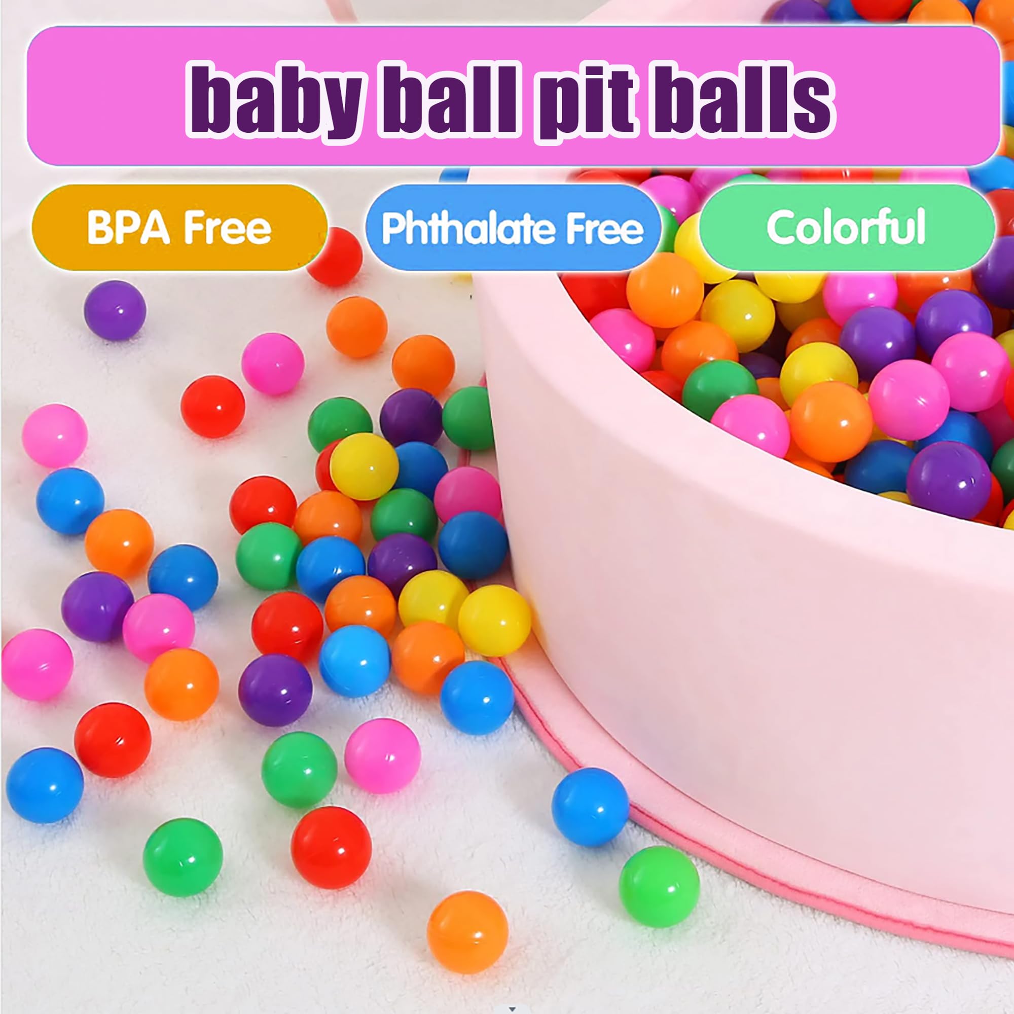 1000 Rainbow Ball Pit Balls for Kids - BPA Free, Crush Proof Plastic Play Balls for Toddler Ball Pits, Indoor Play Tents, Birthday Party Decorations & Pool Water Toys - Fun Sensory Play & Learning Activity for Children
