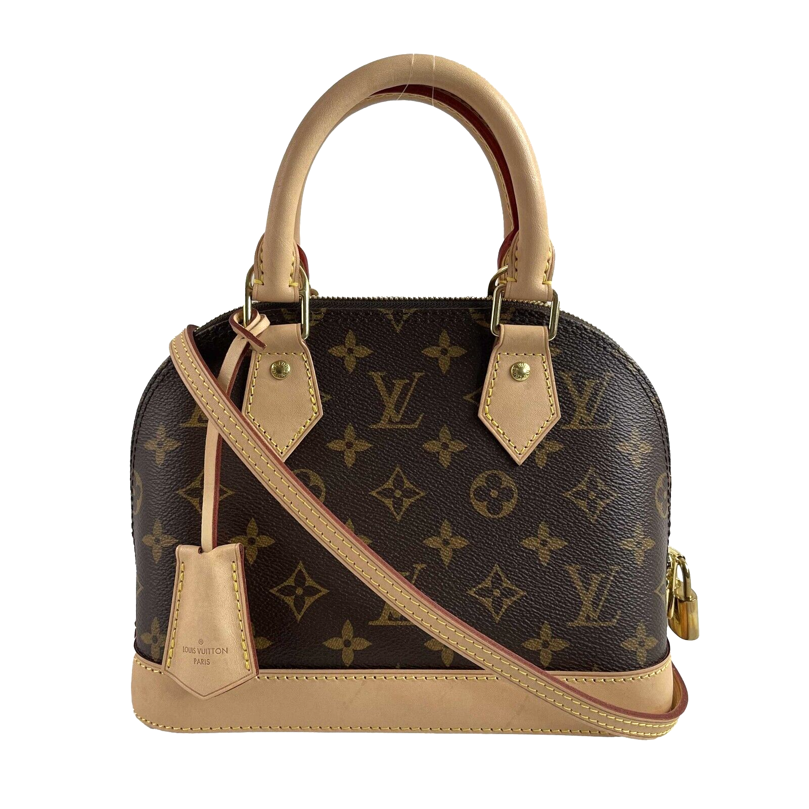 Authentic Louis Vuitton Alma BB Monogram Canvas Crossbody Bag - Brown Leather Trim Handbag for Women | Perfect for Work, Travel & Everyday Use