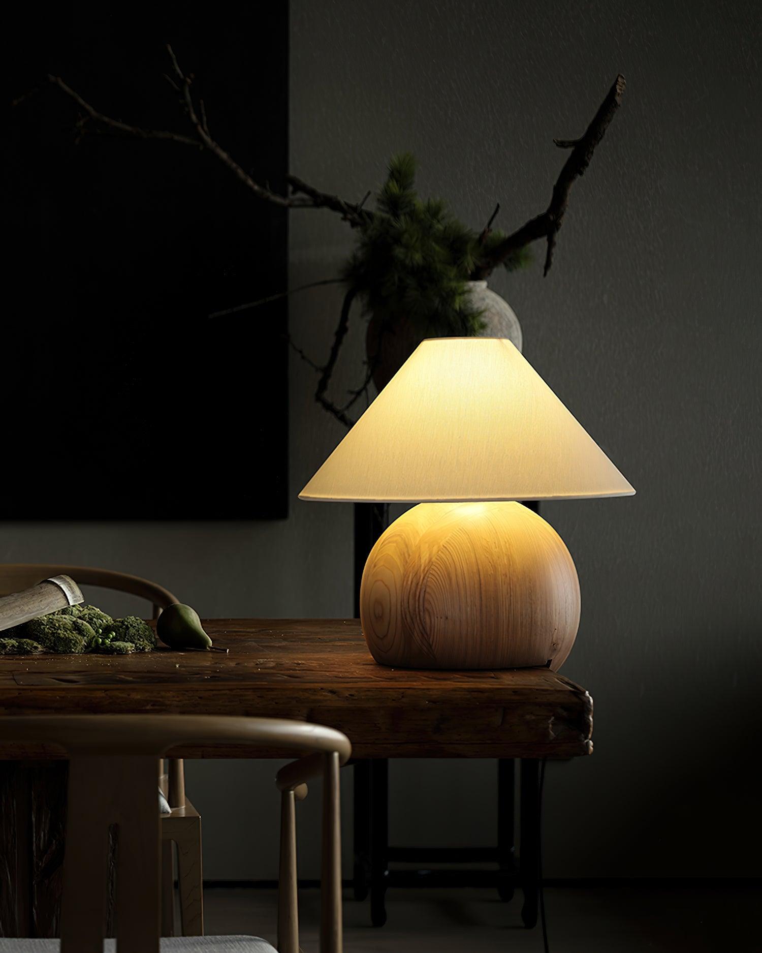 Modern Wooden Corner Log Table Lamp - Rustic Home Decor for Living Room, Bedroom & Office - Warm Ambient Lighting for Cozy Spaces