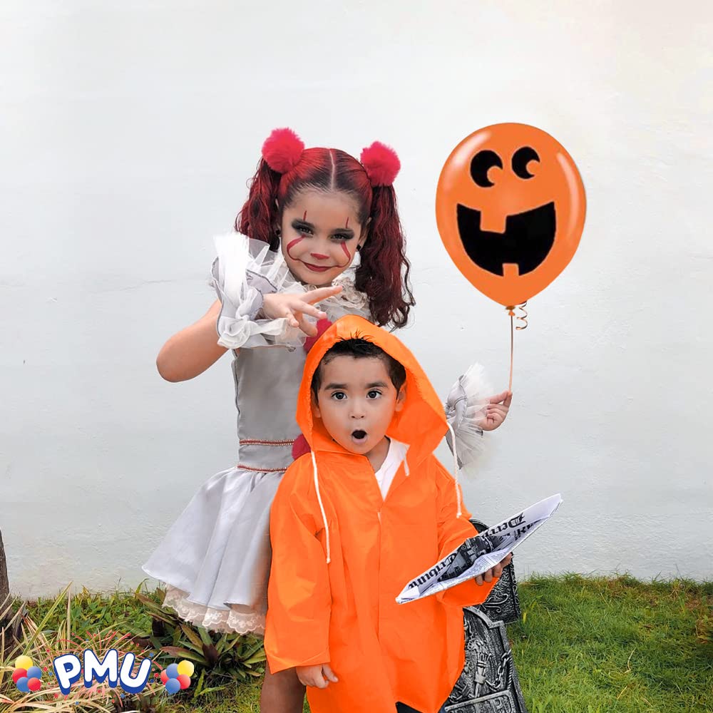 PMU Halloween Big Mouth Jack Balloons - 11 Inch Small Latex Jack-o-Lantern Balloons for Halloween Theme Parties, Decorations & Party Favors - Orange (12 Pack) - Perfect for Spooky Decor, Trick or Treat Bags & Haunted House Parties