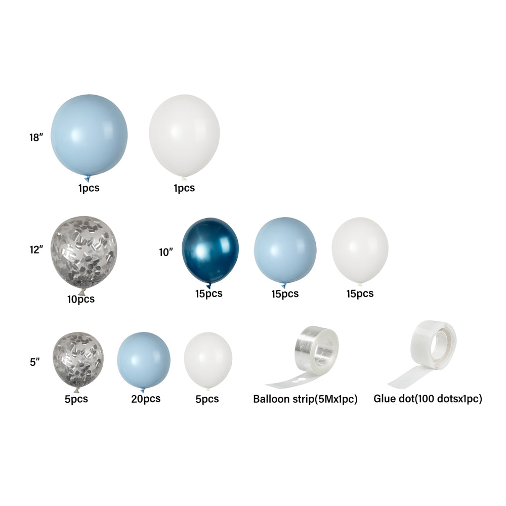 Balloonify Metallic Blue, White & Silver Balloon Arch Garland Kit - 104 Pieces for Party Decorations, Weddings, Baby Showers & Birthday Celebrations