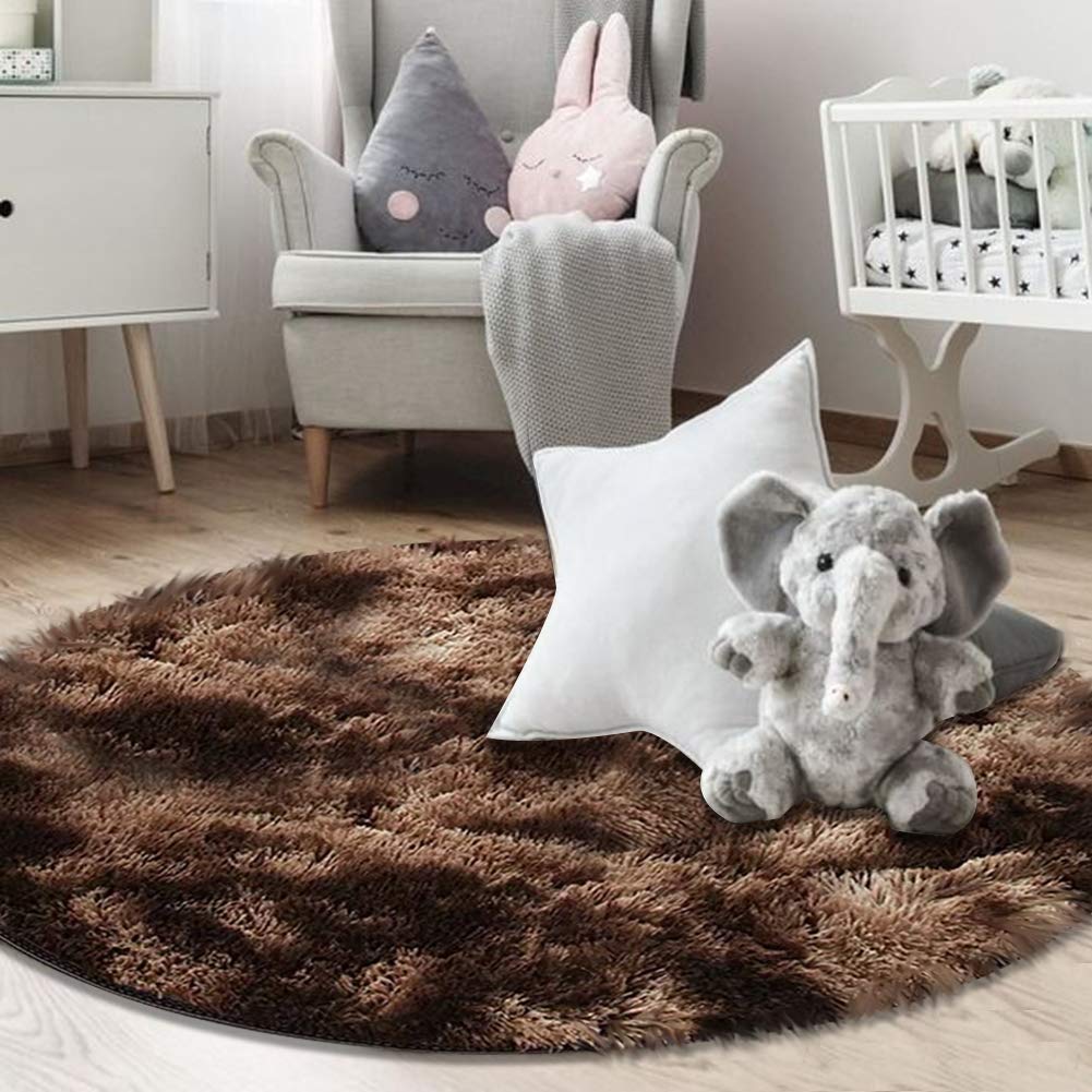 Ochine Ultra Soft Round Fluffy Area Rug - Plush Shaggy Carpet for Nursery, Kids Room, Living Room & Bedroom Decor | Non-Slip Modern Floor Mat for Girls, Home & Play Areas