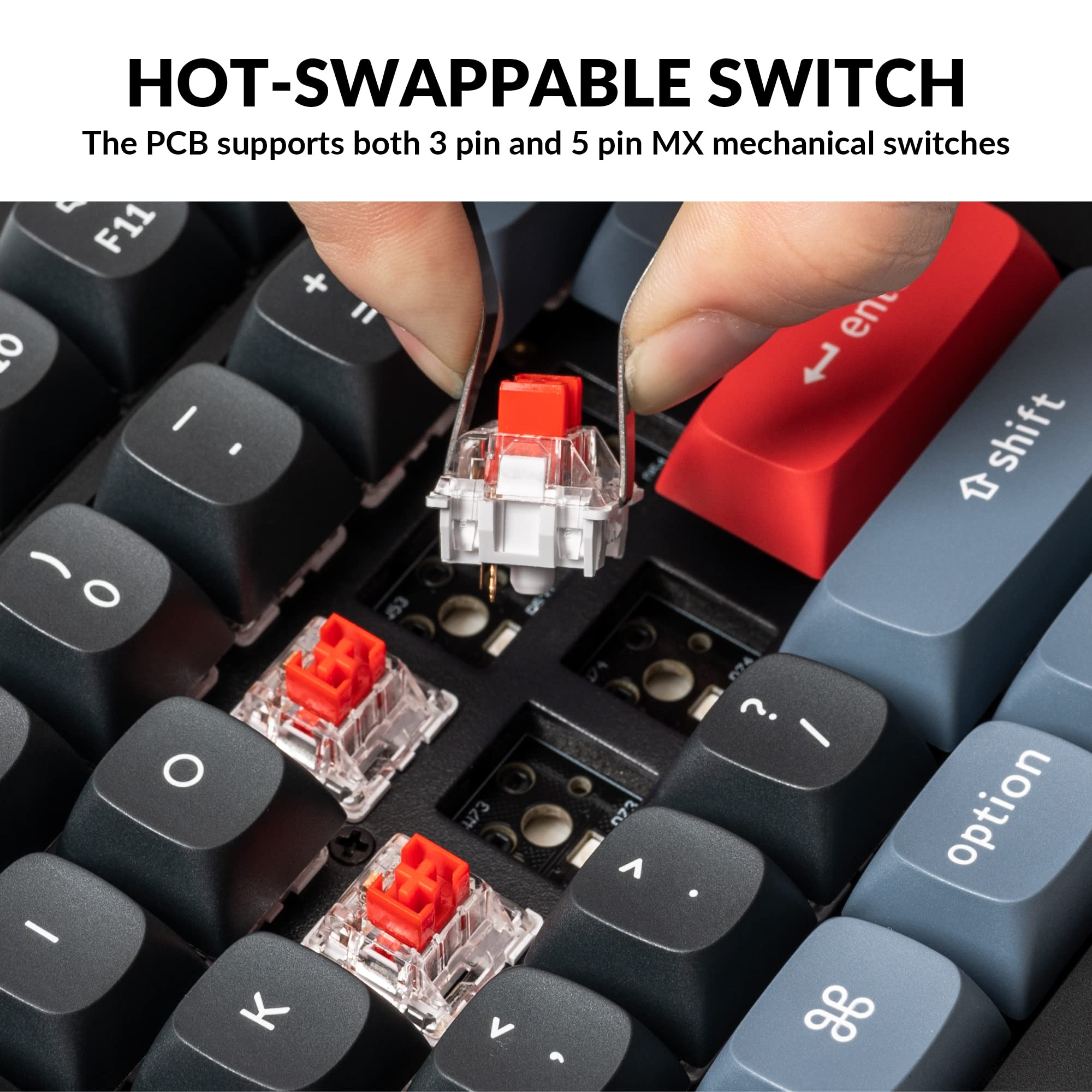 Keychron V6 Wired Custom Mechanical Keyboard - Full Size QMK/VIA Programmable Macro with Hot-Swappable K Pro Red Switches, Knob Version for Mac/Windows/Linux (Black Non-Transparent) - Perfect for Gaming, Coding & Office Work