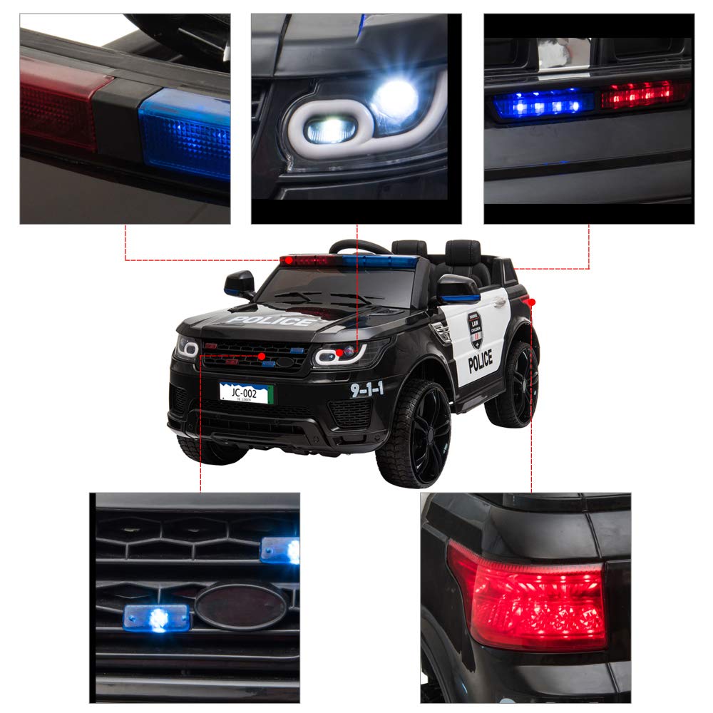 12V Kids Electric Police SUV Ride-On Car with Remote Control & LED Lights - Perfect for Outdoor Play