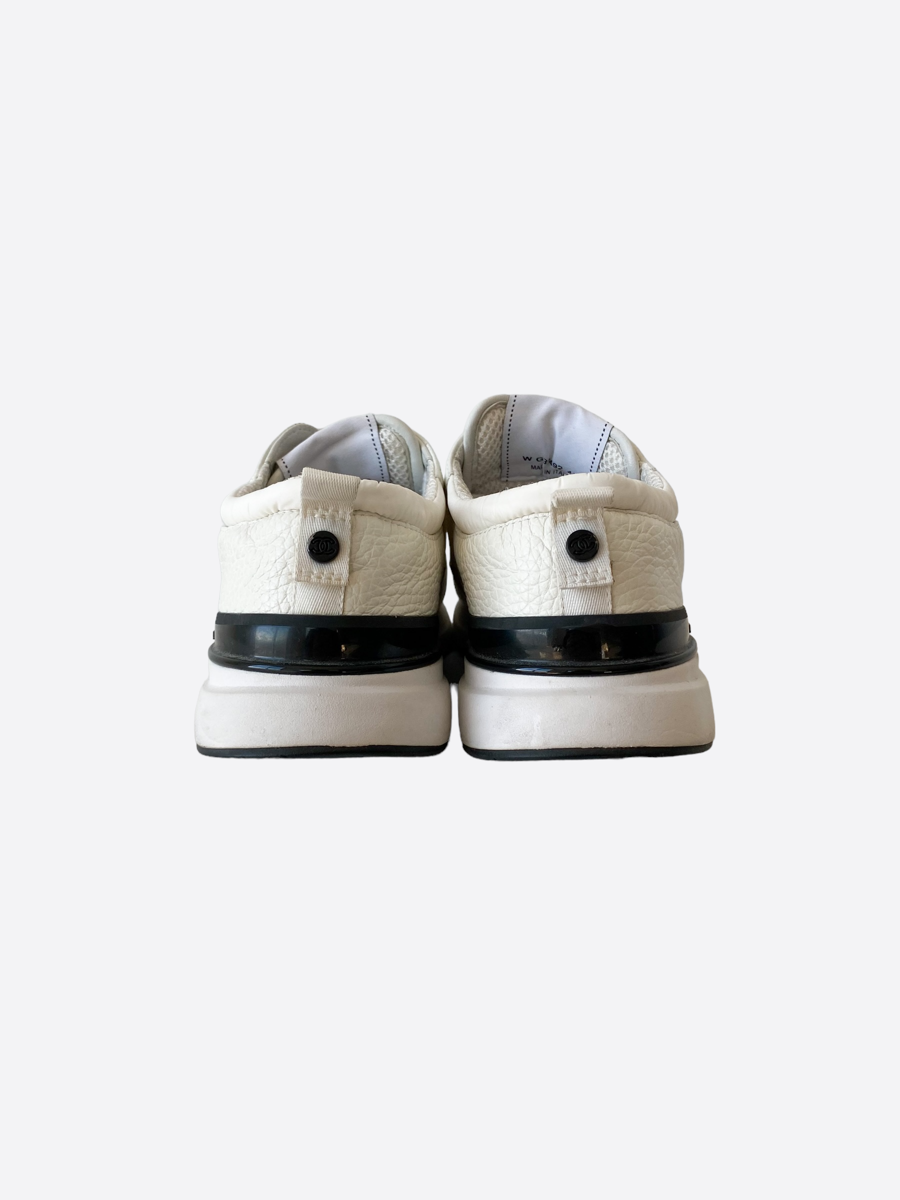 Chanel White & Black Interlock Logo Running Shoes - Women's Luxury Sneakers for Casual Wear & Street Style Fashion