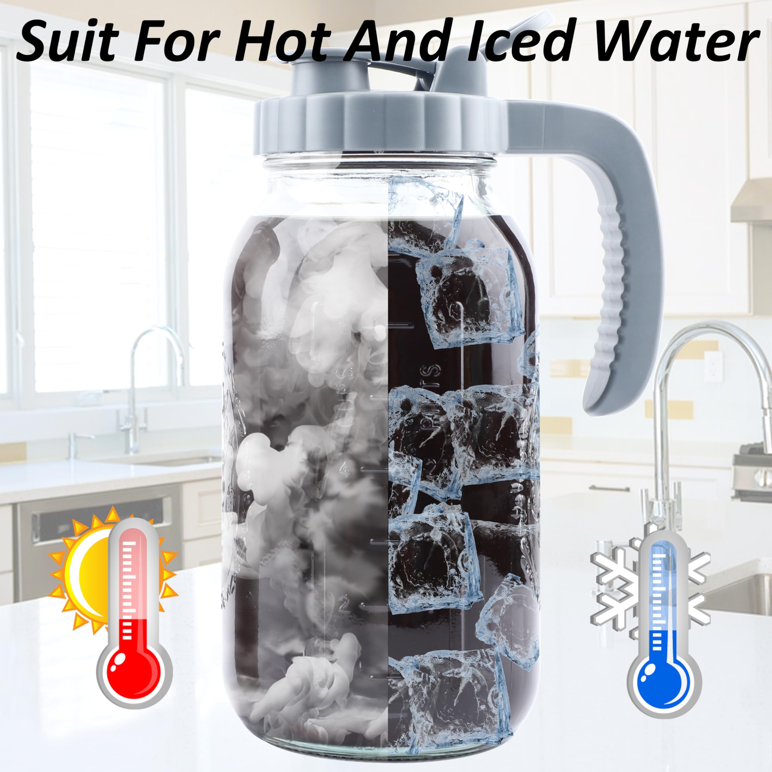 64oz Cold Brew Coffee Maker with Infuser - 2 Quart Wide Mouth Mason Jar Pitcher, Leakproof Lid & Handle - Half Gallon Iced Coffee Maker for Refrigerator - Perfect for Home, Office & Outdoor Use