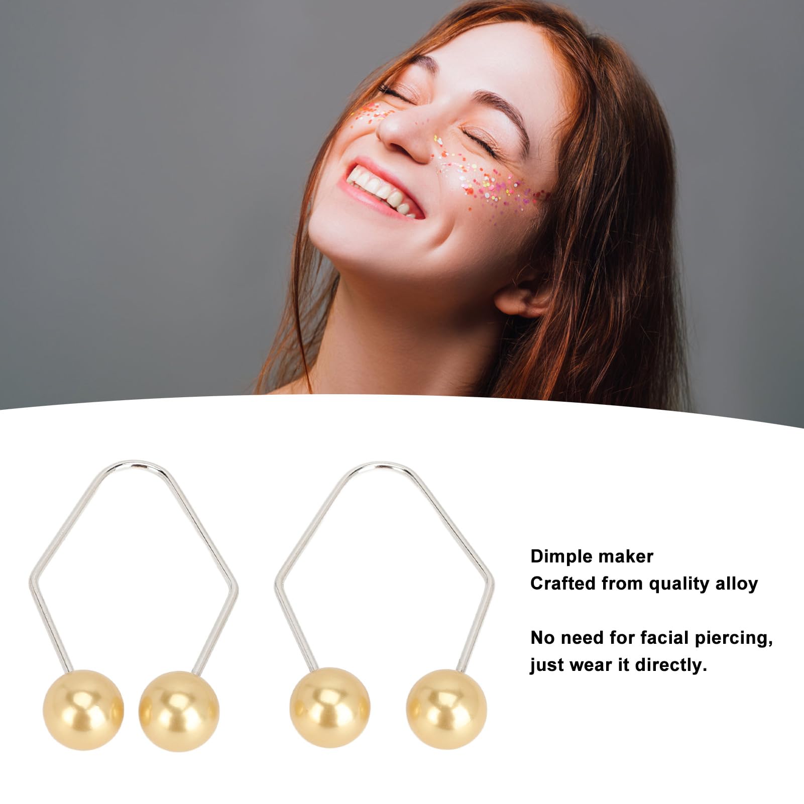 Facial Dimple Maker Balls - Dimple Trainer Tool for Natural Smile Enhancement, Cheek Dimples & Face Contouring (Champagne Gold) | Perfect for Selfie Poses, Beauty Photography & Confidence Boosting