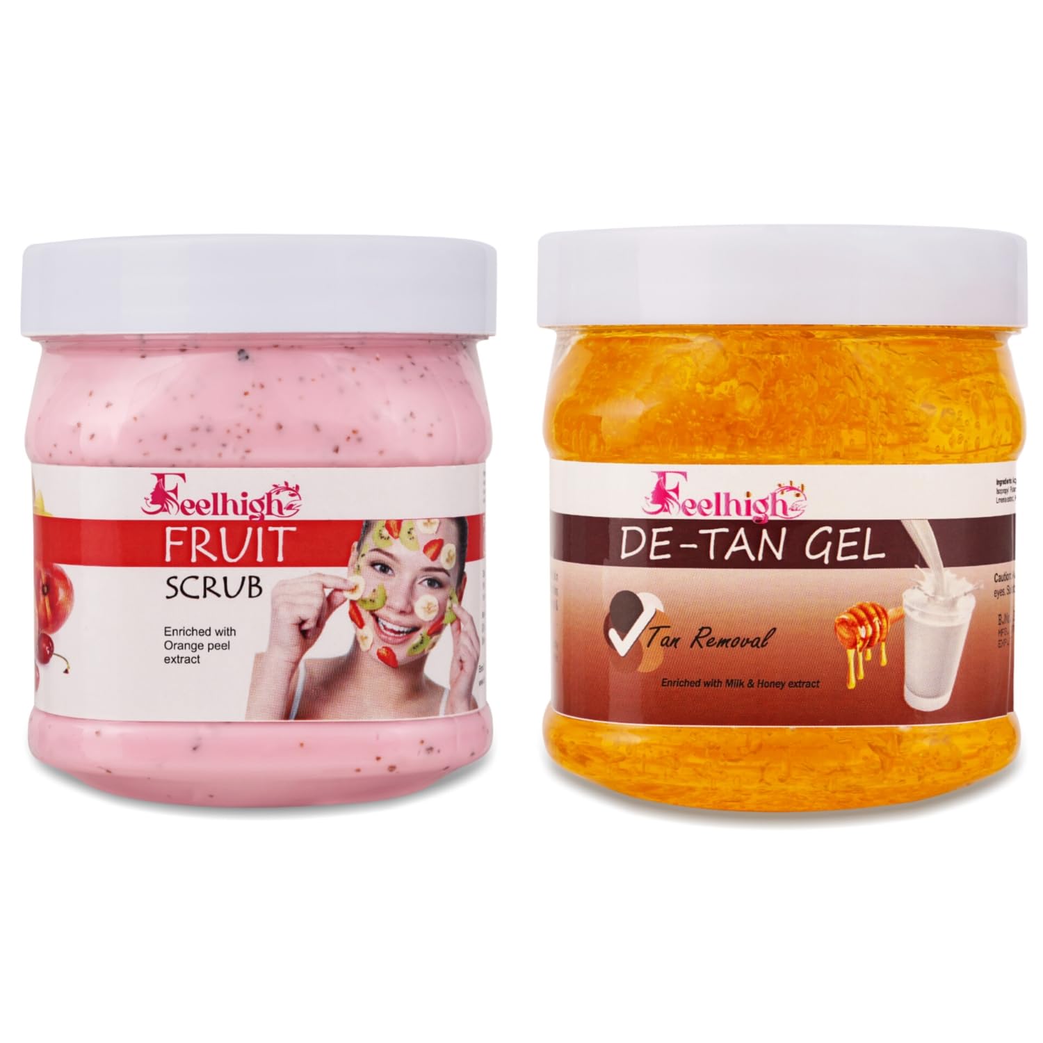 Strawberry Extract Face Scrub & Milk Honey Tan Removal Gel Combo - 500ml Each - Exfoliates Dead Skin, Hydrates & Brightens - Unisex Facial Care Kit for Men & Women - Perfect for Daily Skincare Routine & Spa Treatments