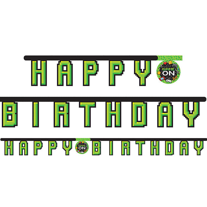 12 Pack Bulk Video Game Themed Happy Birthday Banners - Perfect for Gaming Parties, Decorations & Celebrations