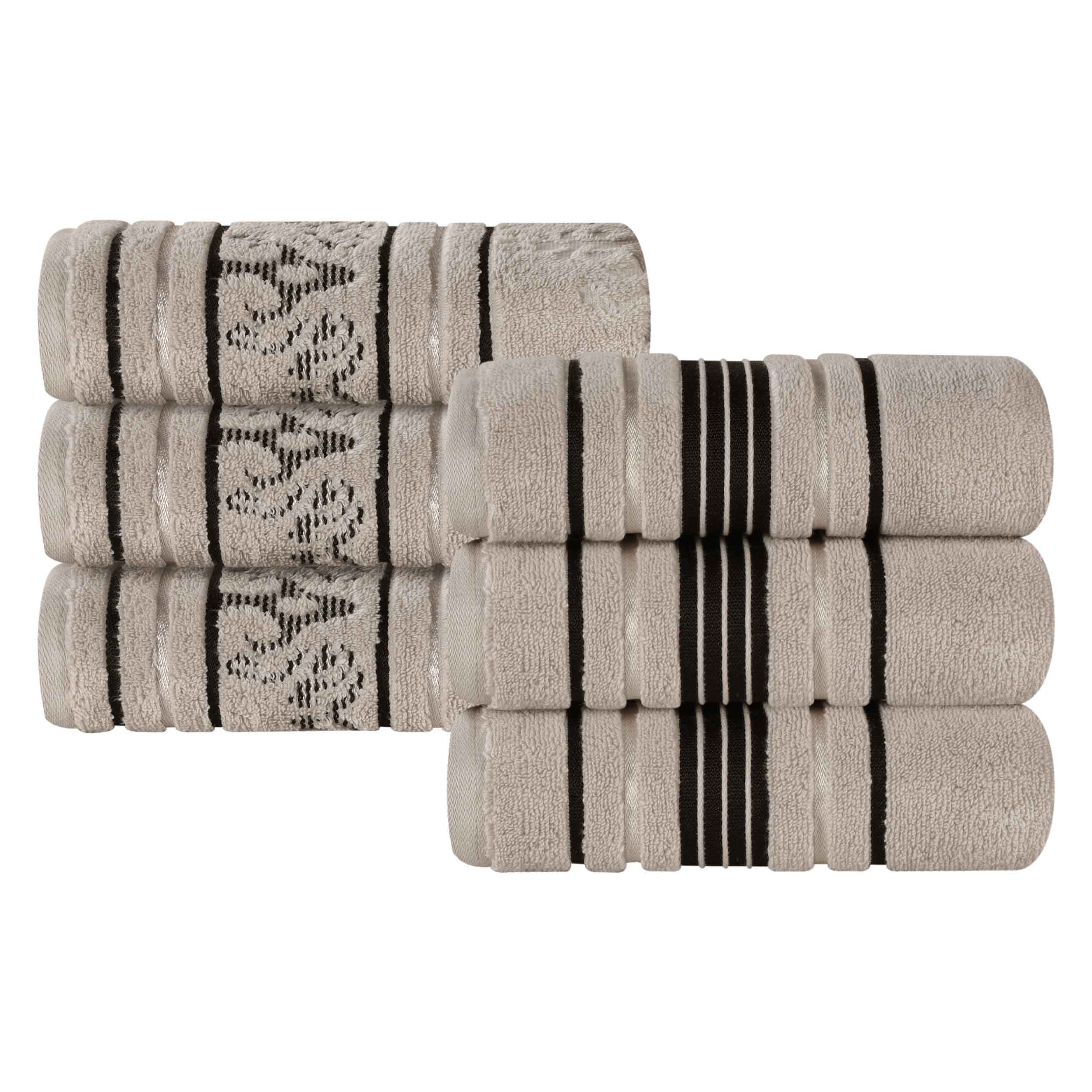 Premium 6-Pack Sadie Zero Twist Cotton Hand Towels - Solid & Jacquard Floral Designs | Soft, Absorbent Bath & Kitchen Towels for Home, Spa, and Guest Use