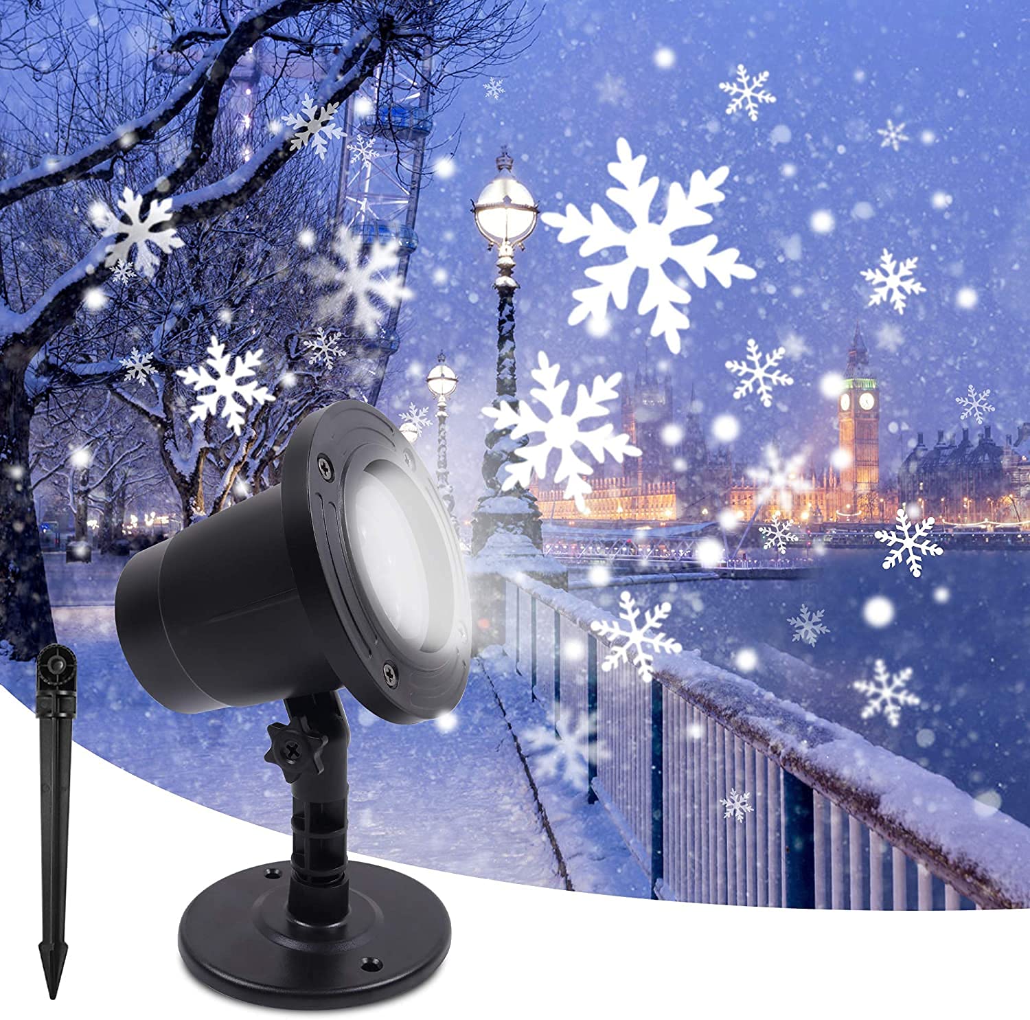AOFAN Christmas Snowflake Projector Lights - LED Rotating Snowfall Landscape Lights for Indoor & Outdoor Holiday Decor | Perfect for Christmas Tree, Yard, House, and Party Decoration