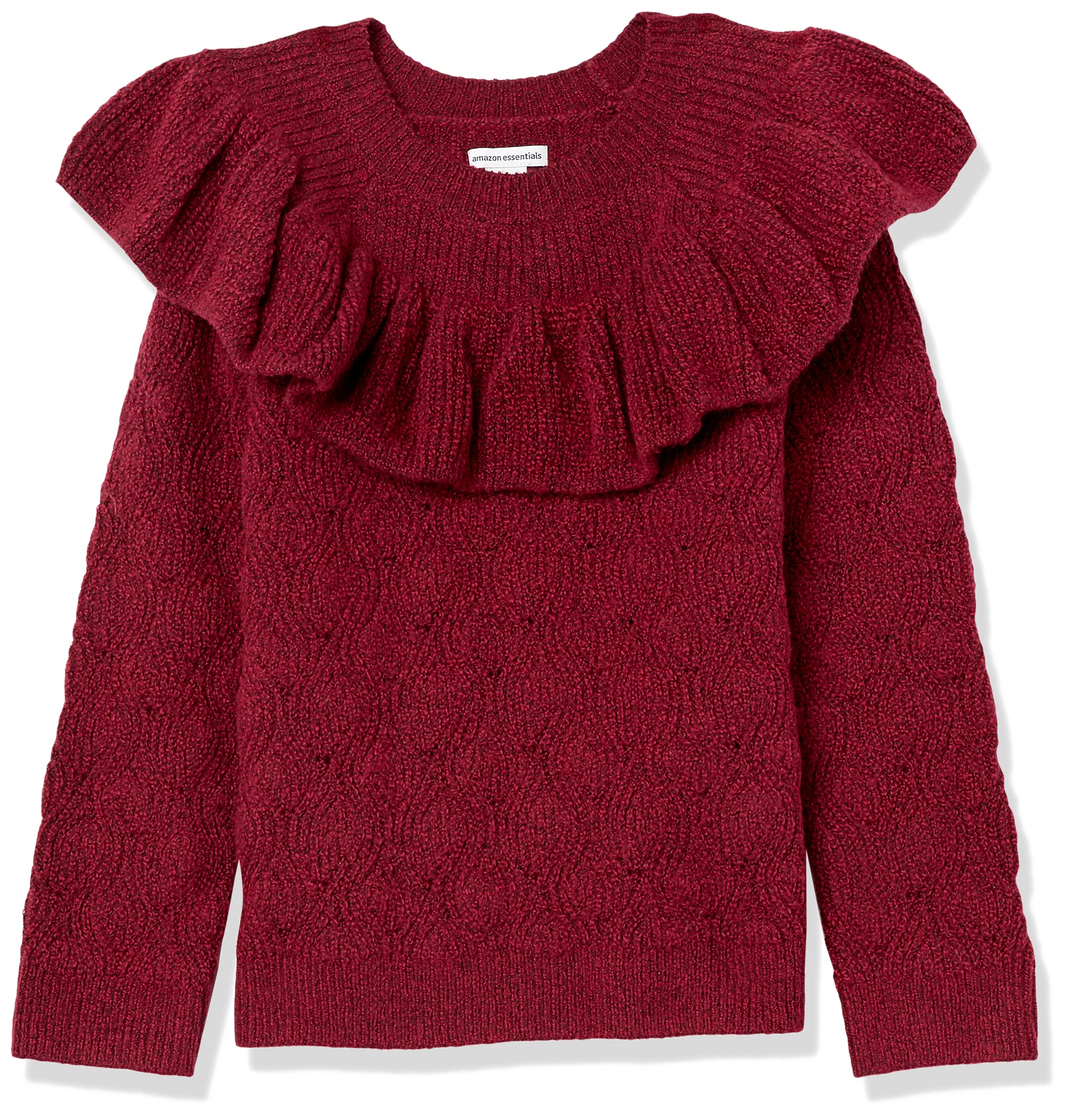 Amazon Essentials Girls & Toddlers' Soft Touch Ruffle Sweater - Cozy Knit Cardigan for School, Playdates & Family Photos