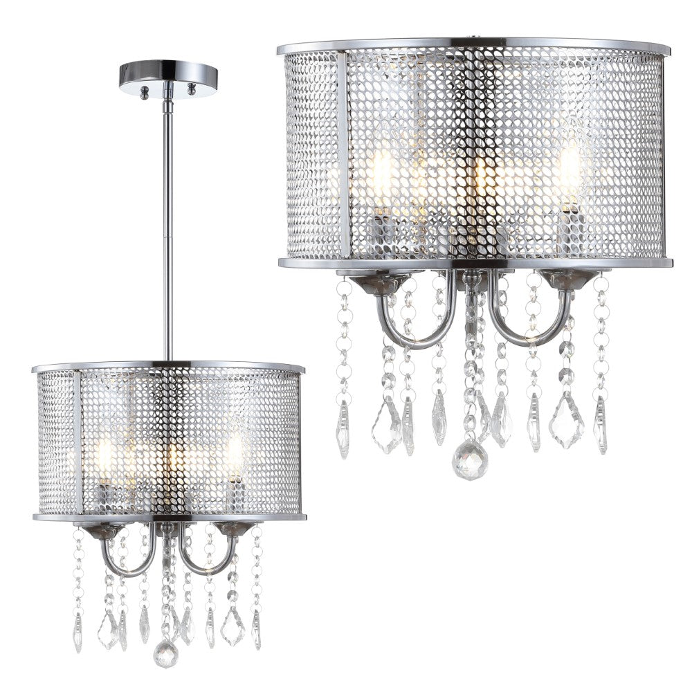 Avah Adjustable LED Crystal Chandelier - Modern Metal Pendant Light for Dining Room, Bedroom & Living Room Decor | Dimmable Hanging Fixture with Energy-Efficient Bulbs