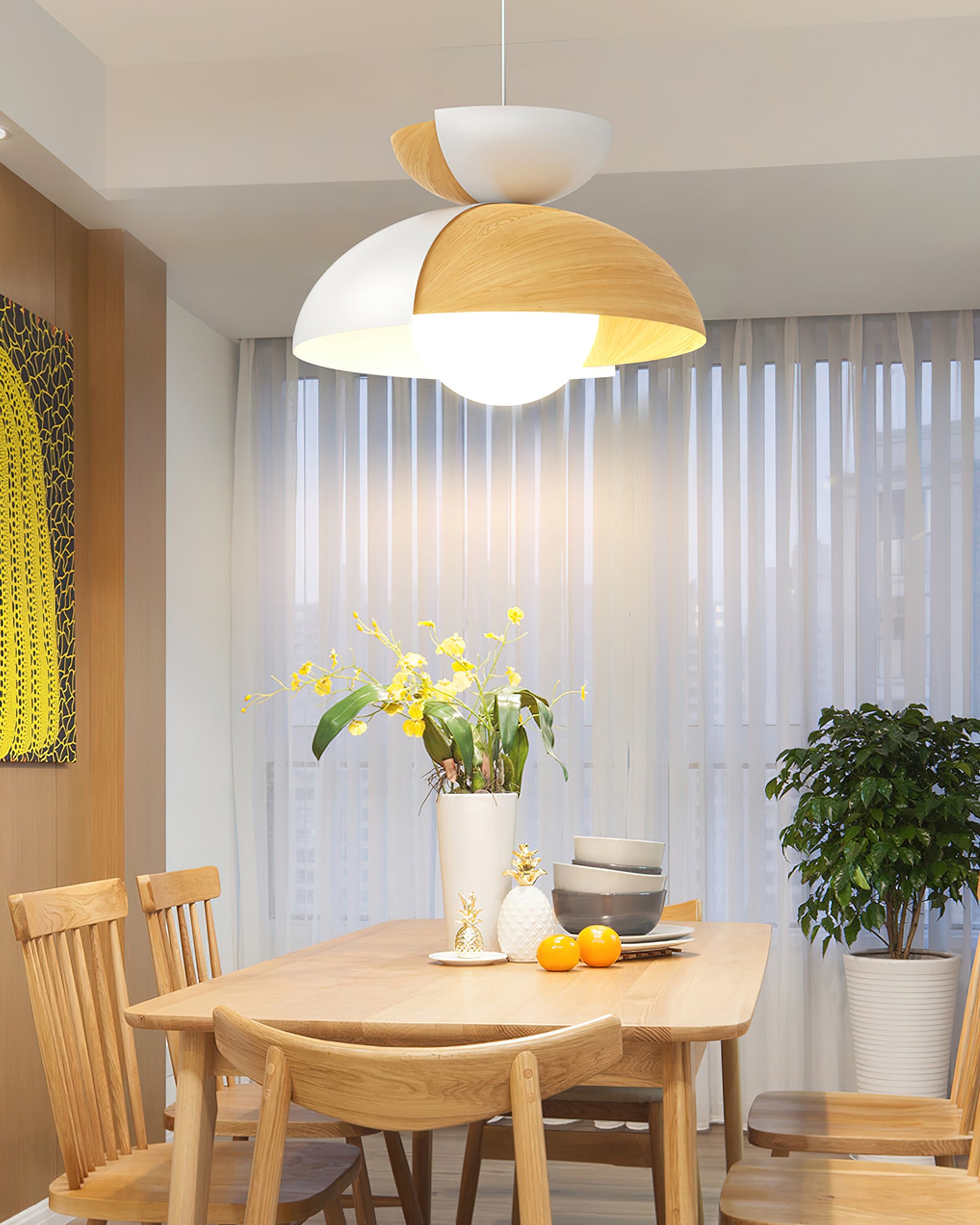 Large Bowl Pendant Light - Modern Hanging Lamp for Dining Room, Kitchen Island, or Living Room Decor