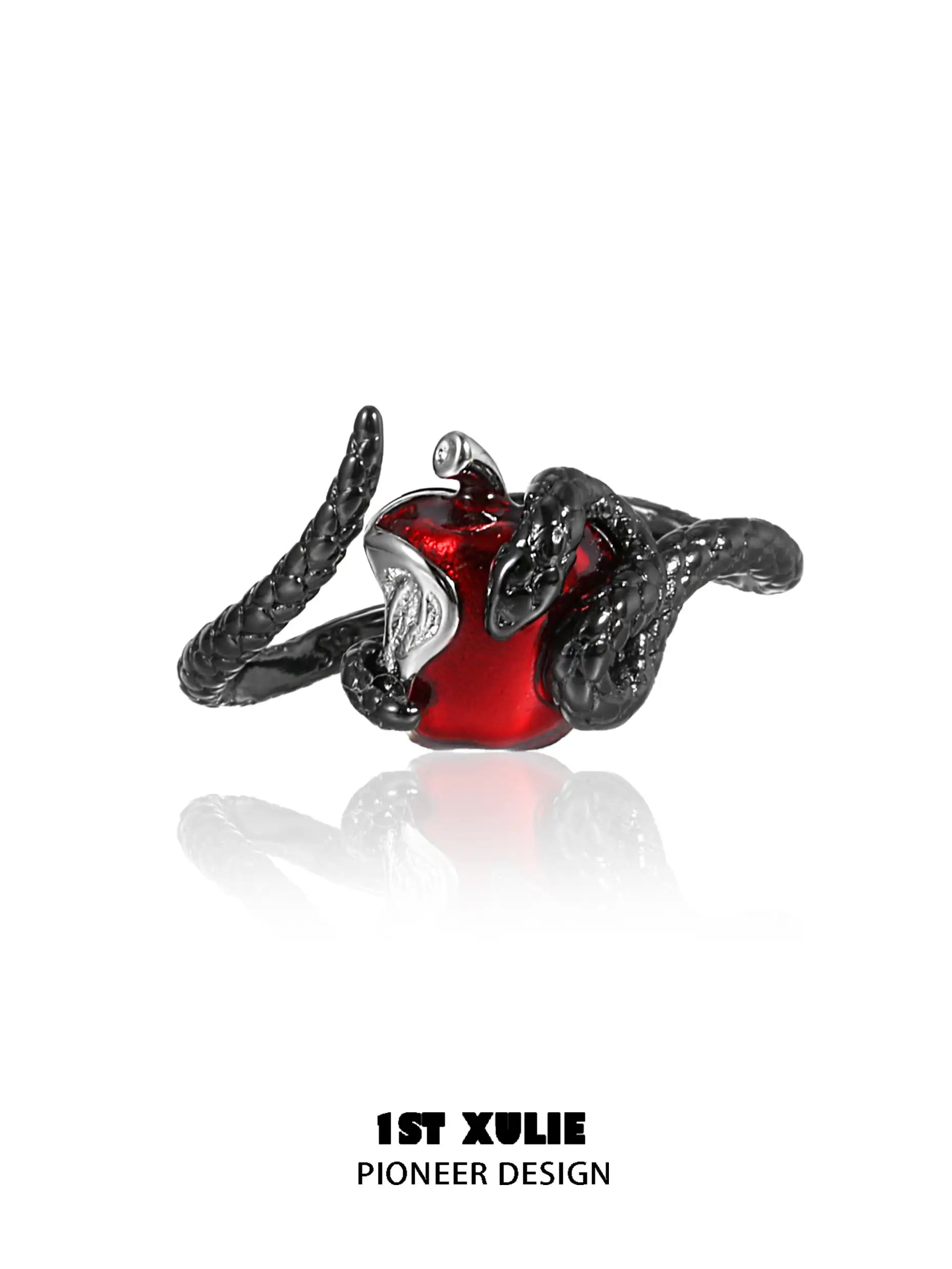 Forbidden Love Viper's Apple S925 Sterling Silver Open End Ring™ - Elegant Gothic Jewelry for Women, Unique Statement Piece for Parties, Weddings & Everyday Wear