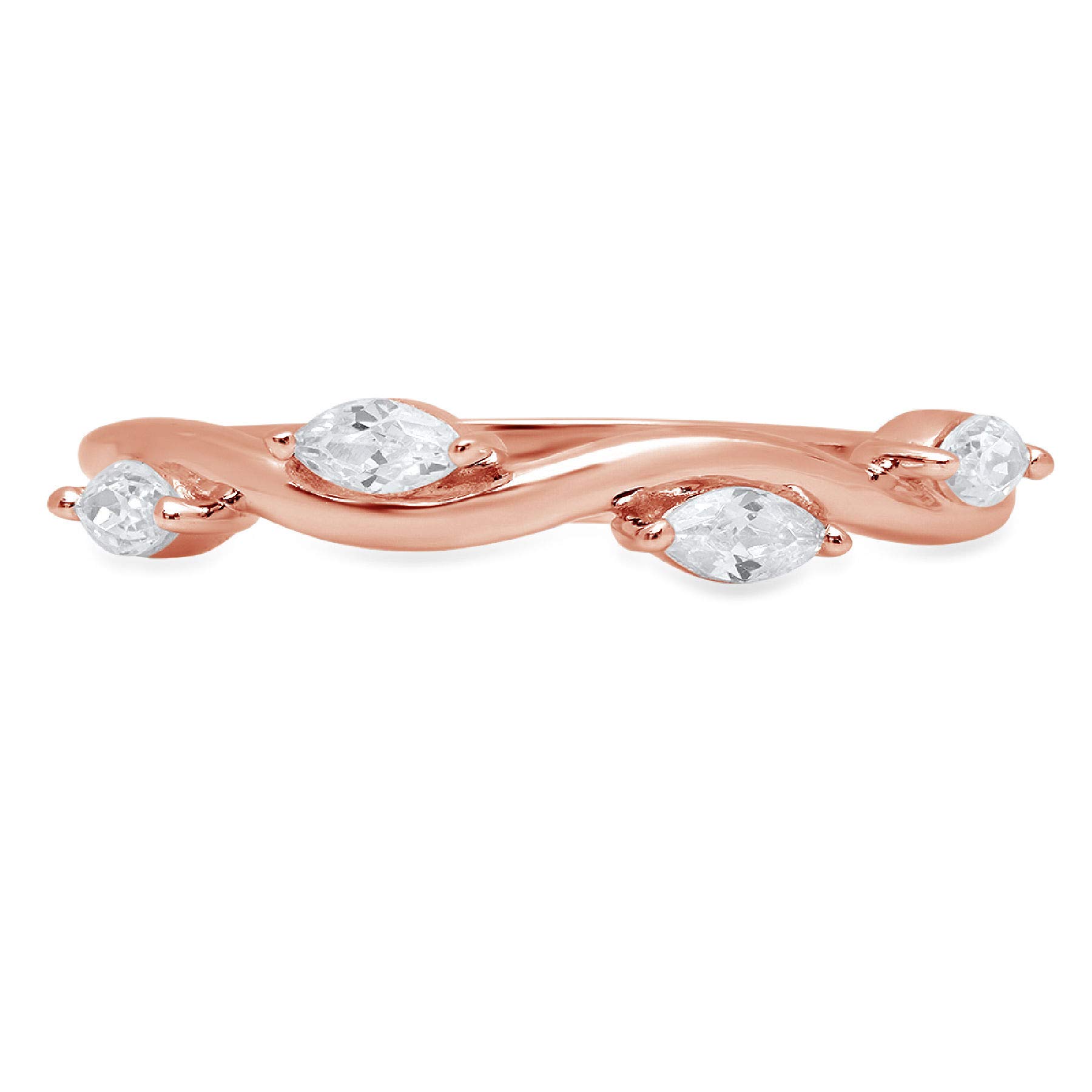 0.4 Carat Marquise Cut Natural Diamond Ring - SI1-SI2 Clarity, G-H Color, 18K Rose Gold Engagement Wedding Band (Size Available) | Stackable Promise Ring for Women, Art Deco Style Jewelry Gift for Anniversary, Valentine's Day & Special Occasions