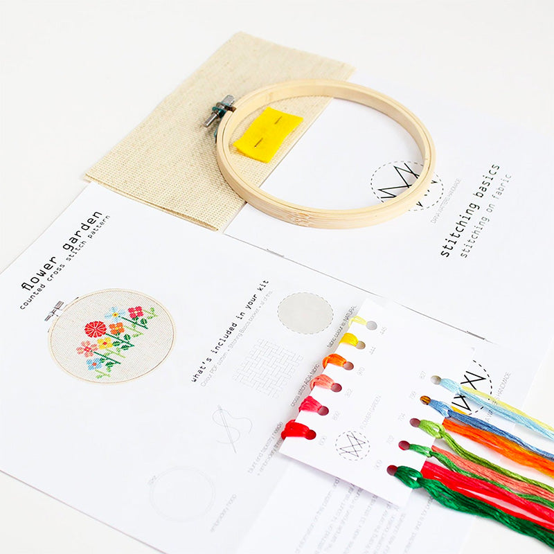 Premium Flower Garden Cross Stitch Kit for Beginners - Complete Embroidery Set with Pattern, Thread & Needle - Perfect DIY Home Decor & Thoughtful Gift Idea