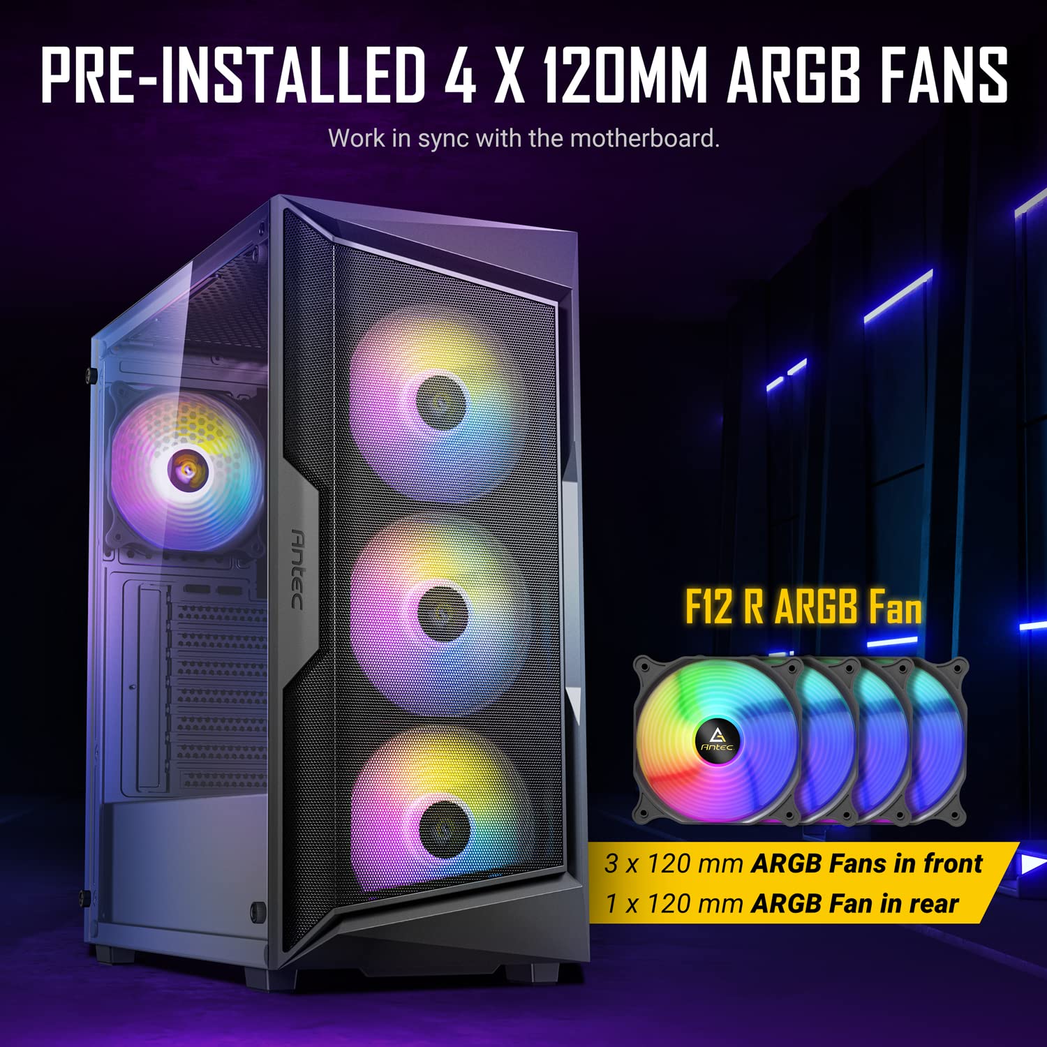 ANTEC AX61 Mid-Tower ATX Gaming PC Case - Mesh Front Panel, 3x ARGB Fans, Tempered Glass Side Panel, 360mm Radiator Support - Perfect for High-Performance Gaming & Streaming Setups