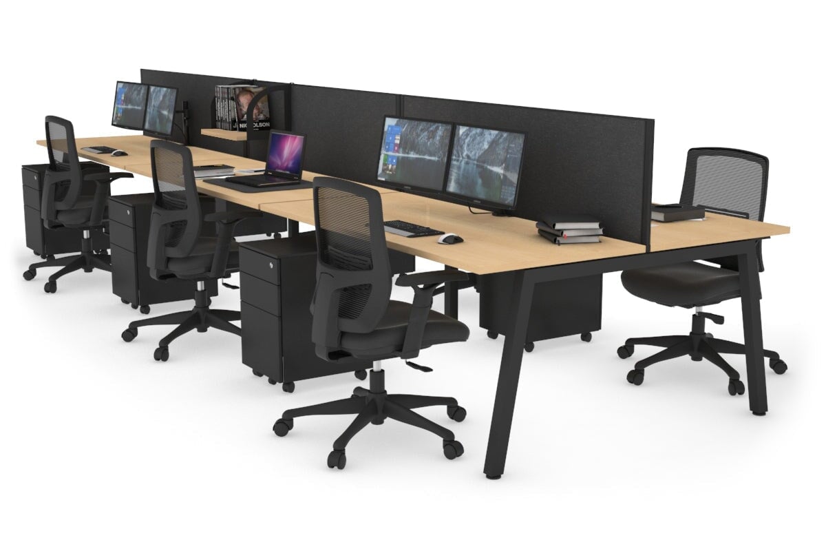 Quadro 6-Person Office Workstation Desk - 1600L x 700W Dimensions - Perfect for Team Collaboration, Conference Rooms & Open Office Spaces
