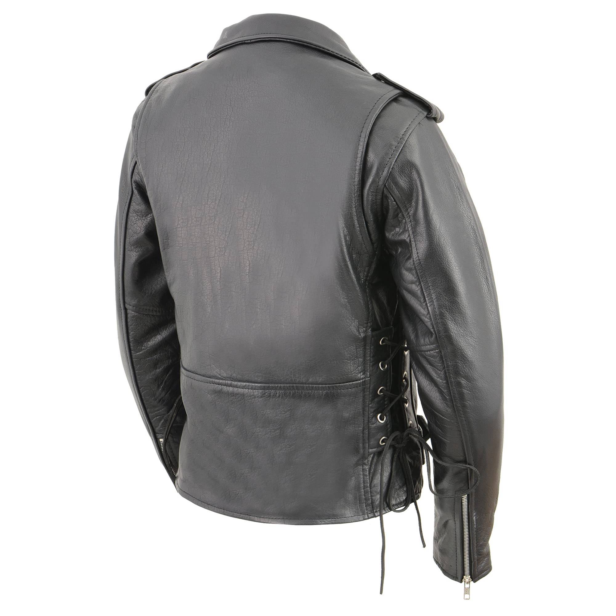 Milwaukee Leather LC2700 Women's Black Classic Motorcycle Premium Leather Jacket with Side Laces - Perfect for Riding, Biker Events & Casual Fashion