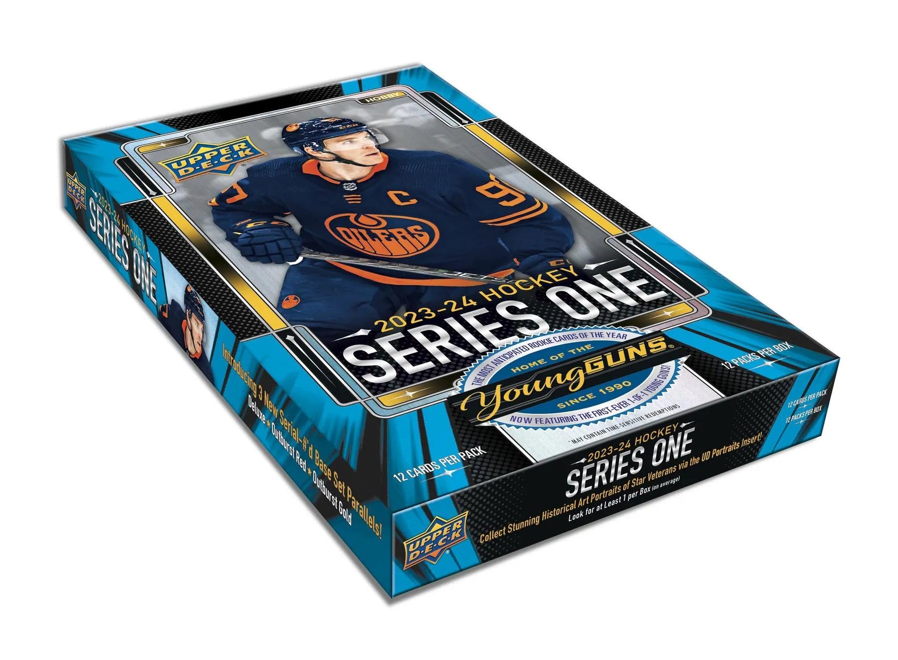 2023-24 Upper Deck Series 1 Hockey Hobby Box - 12 Packs (12 Cards Each) | NHL Trading Cards Collection for Collectors & Fantasy Sports Enthusiasts