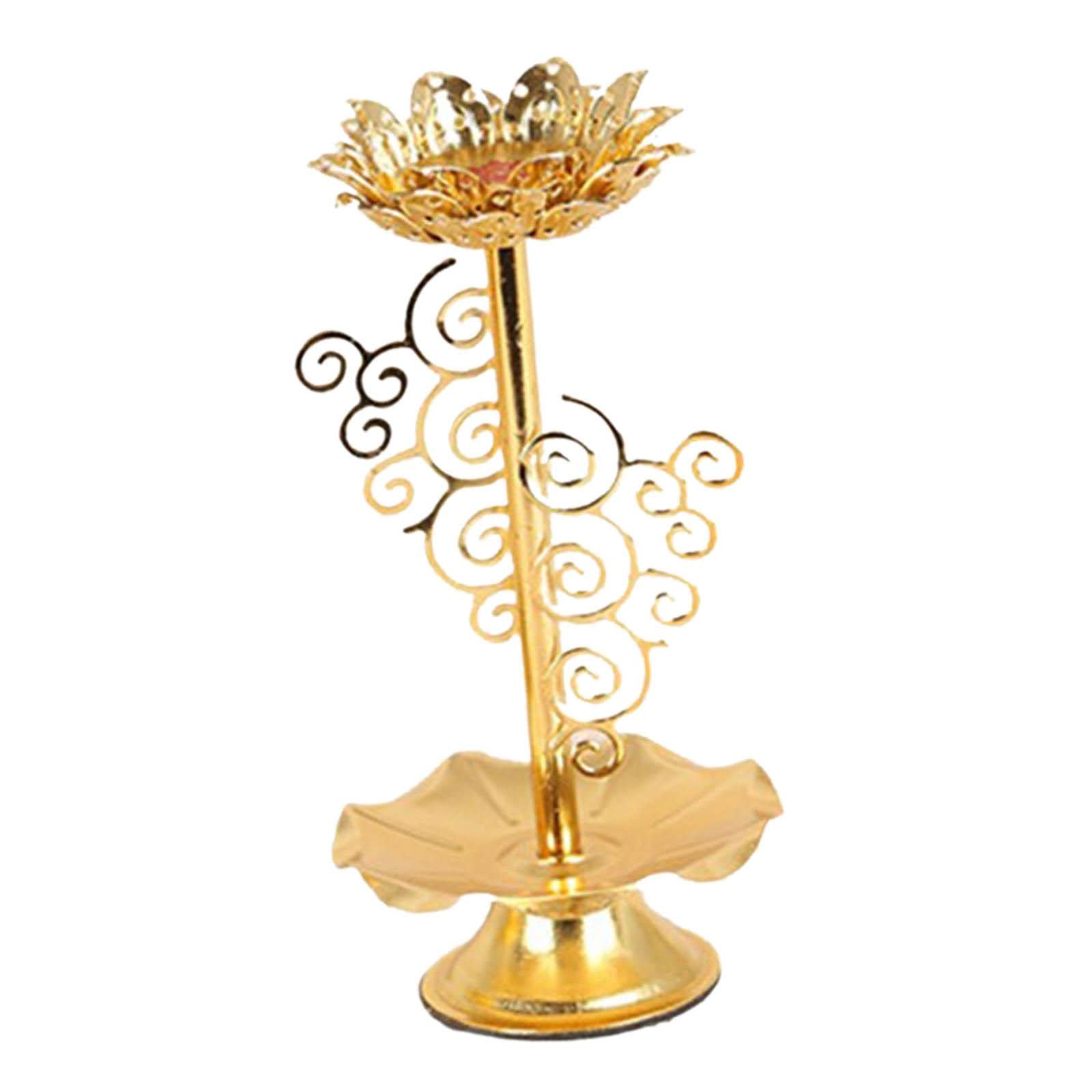 Premium MagiDeal Ghee Lamp Holder - Elegant Butter Lamp, Oil Lamp & Tealight Candle Holder with Lotus Flower Design for Tibetan Home Decor, Altar Supplies & Religious Ceremonies (11.6cm) - Perfect for Meditation, Yoga Spaces & Spiritual Rituals