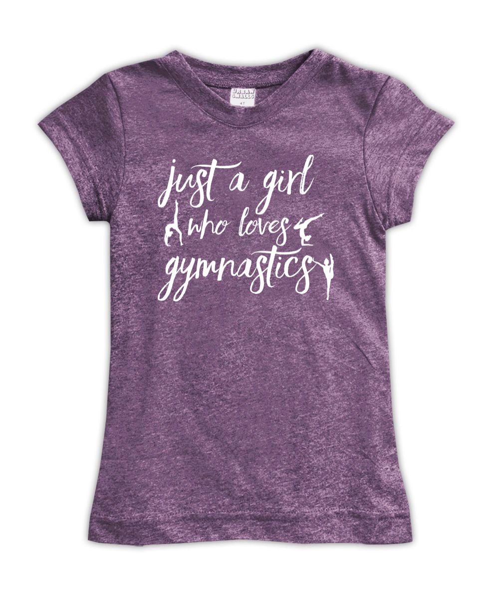 Purple 'Just a Girl Who Loves Gymnastics' Fitted T-Shirt for Women - Perfect for Gymnastics Training, Workouts & Casual Wear