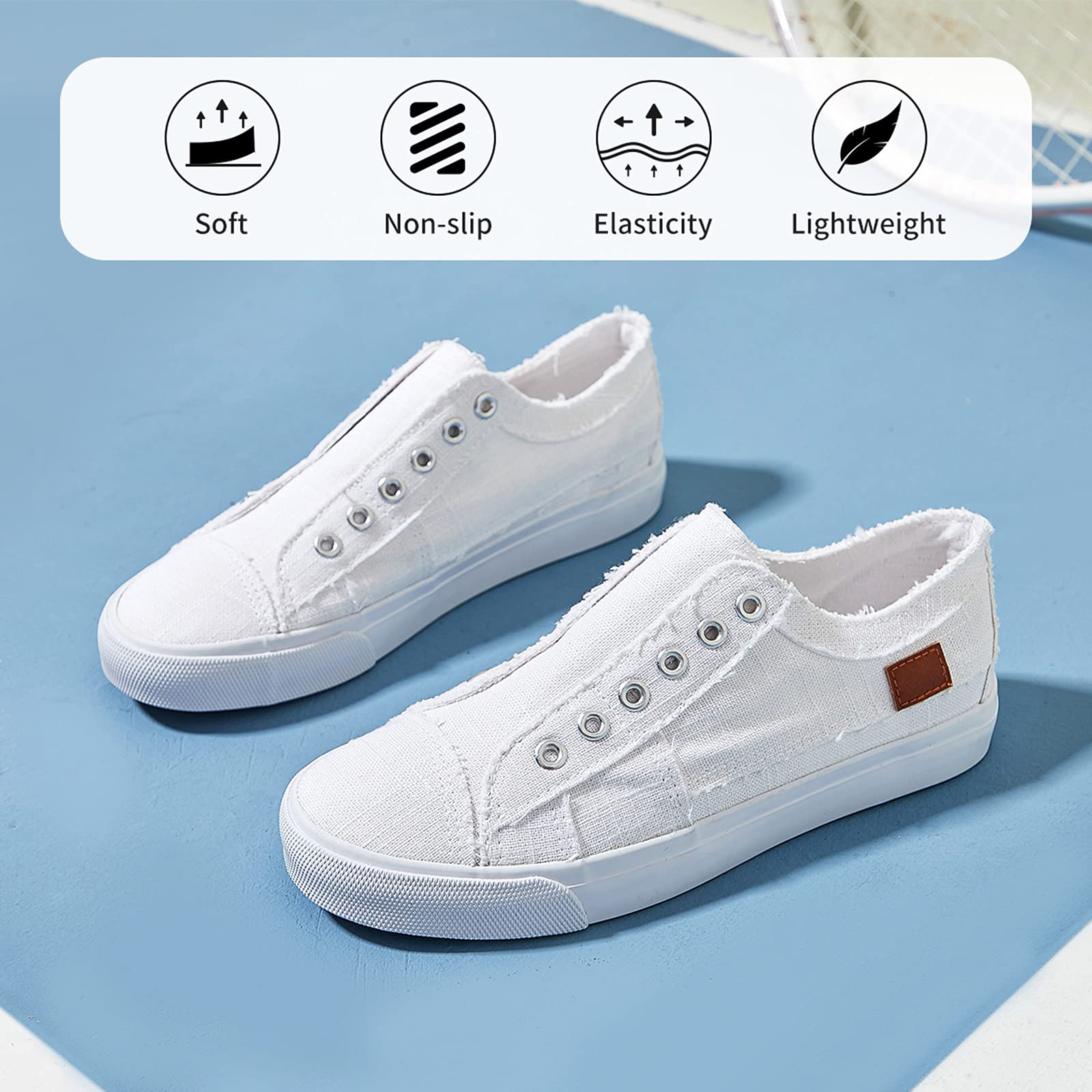 Women's Slip-On Non-Slip Canvas Sneakers - Comfortable Low Top Casual Shoes for Walking, Travel & Everyday Wear