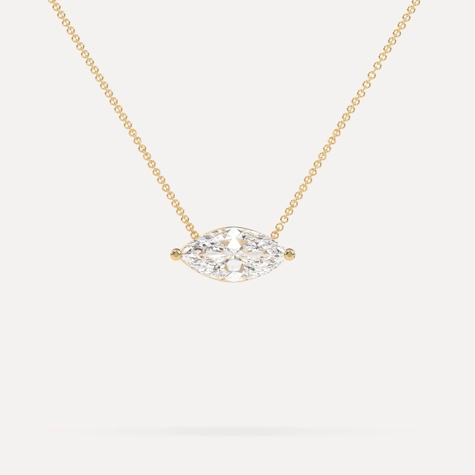 2 Carat Marquise Floating Diamond Necklace - 14K Gold Solitaire Pendant for Women - Perfect for Weddings, Anniversaries & Special Occasions