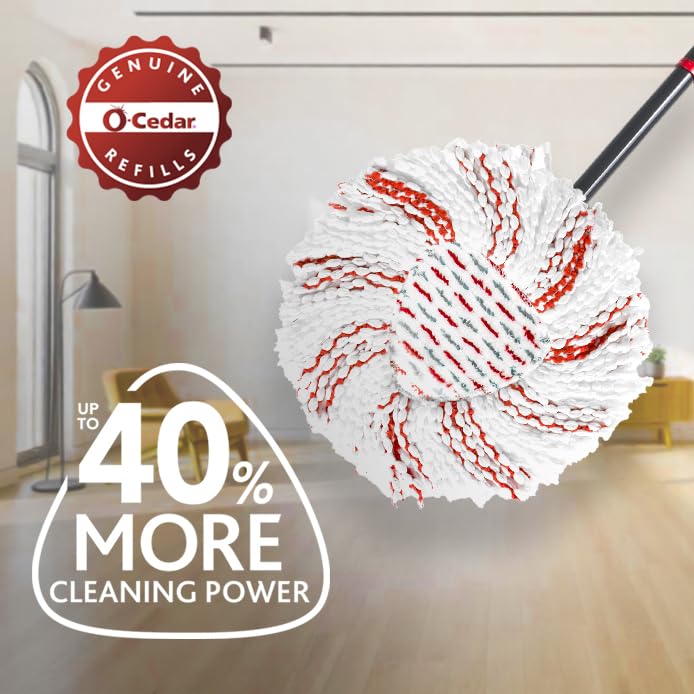 O-Cedar EasyWring Deep Clean Microfiber Mop Refill 4-Pack | 40% More Cleaning Power | Compatible with EasyWring Spin Mop & Bucket System | Perfect for Hardwood Floors, Tile, and Kitchen Cleaning