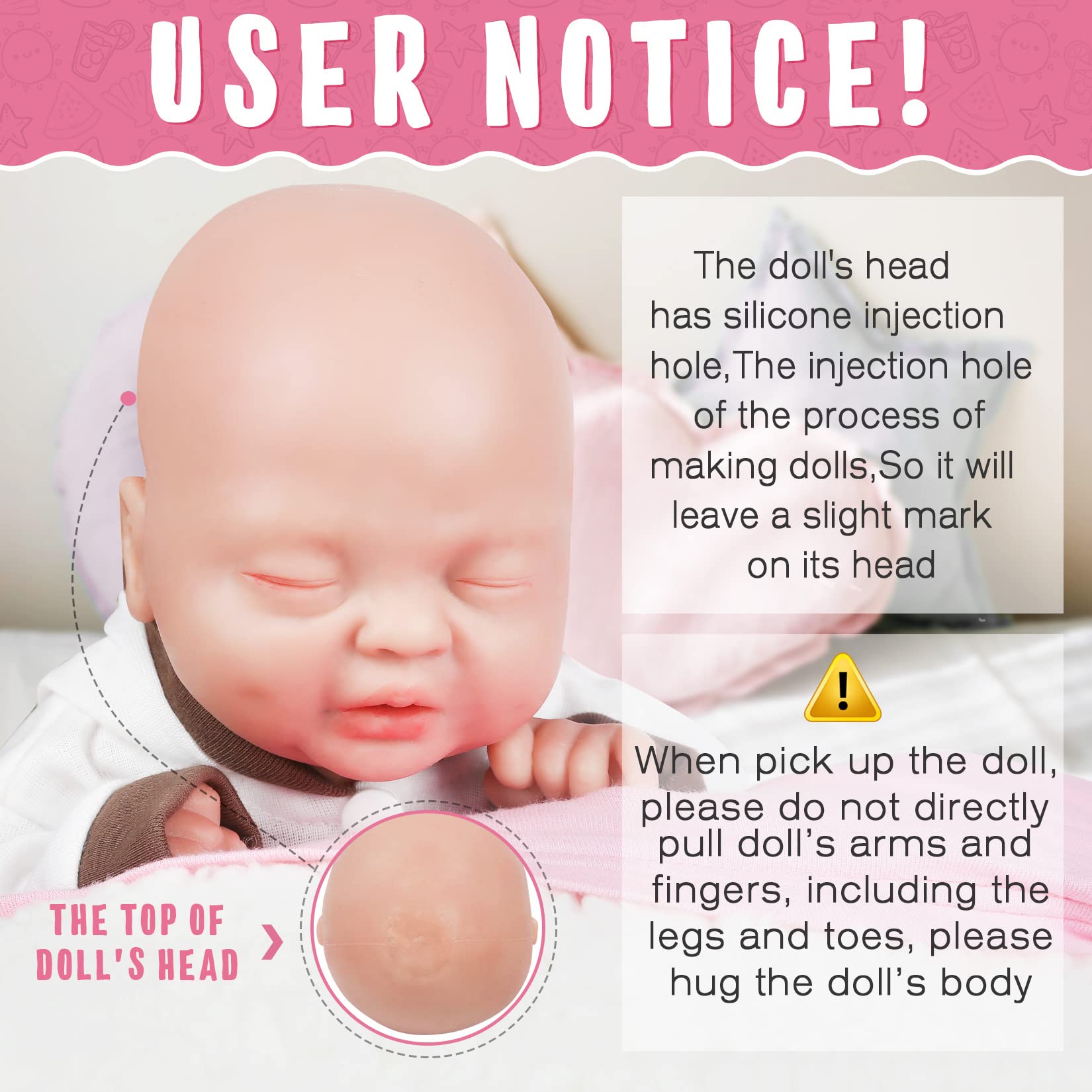 Vollence 14 Inch Full Silicone Baby Doll - Realistic Sleeping Girl Doll with Pacifier, Soft & Safe for Kids | Perfect for Pretend Play, Nursery Decor, and Gift Giving
