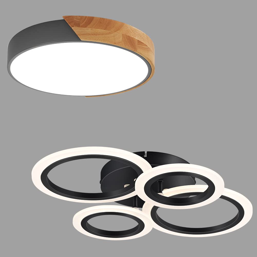 Vikaey Modern LED Ceiling Light 11.8 Inch Round Flush Mount with 4 Rings Design - Energy Efficient Dimmable Lighting for Living Room, Bedroom, Kitchen & Office