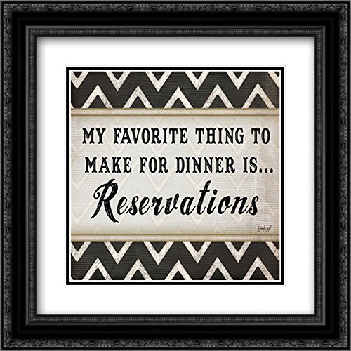 15x15 Black Ornate Framed Double Matted Museum Art Print - 'Dinner Reservations Chevron' by Jennifer Pugh | Elegant Wall Decor for Dining Room, Living Room & Office