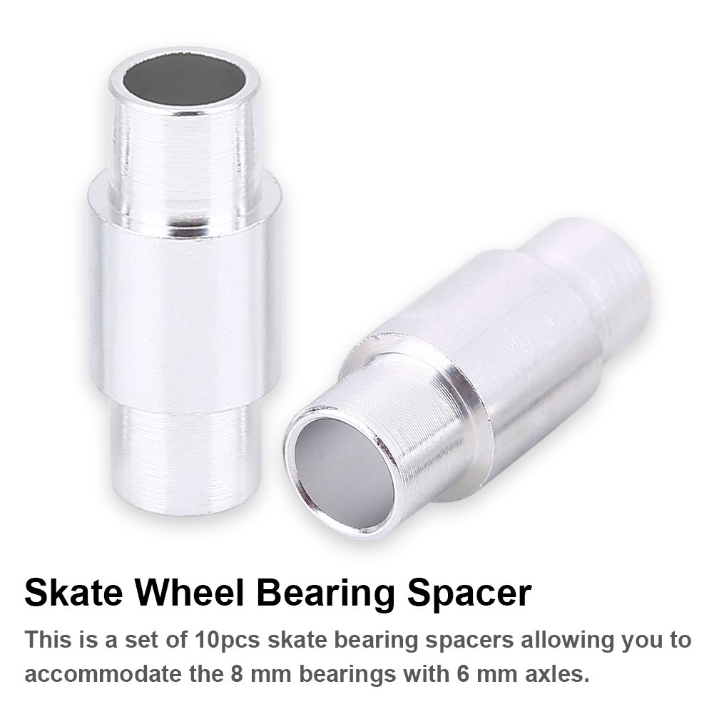 10Pcs Aluminum Wheel Bearing Spacers for Skateboards - 8mm & 6mm Axle Fit - High-Speed Inline Skating & Longboard Spacers - Perfect for Smooth Rides & Precision Performance