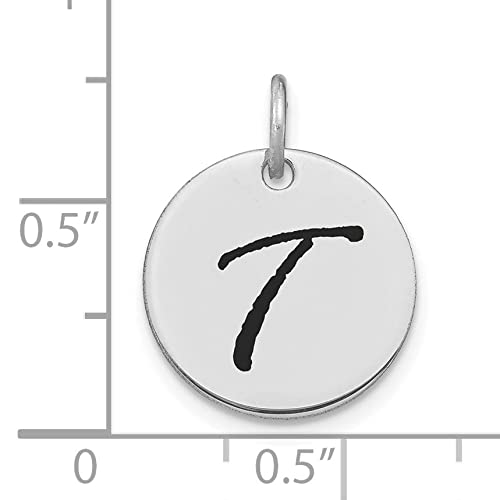 14K White Gold Rhodium-Plated Black Epoxy Letter 