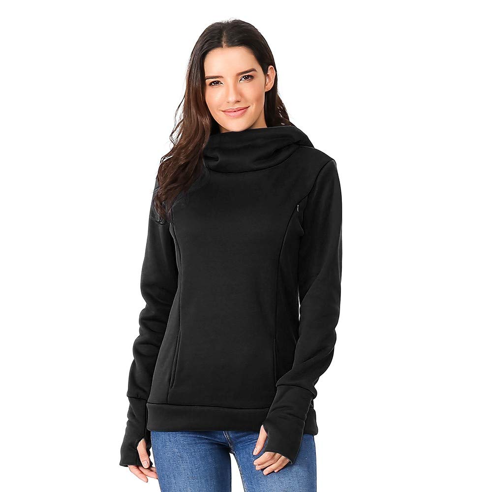 **Women's Maternity Nursing Hoodie - Soft Long Sleeve Breastfeeding Sweatshirt with Hood - Comfortable & Stylish for Pregnancy & Postpartum - Perfect for Nursing, Lounging & Running Errands**
