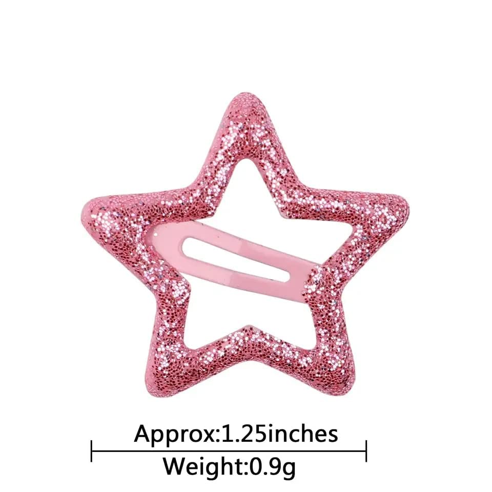 SPARKLING DAZZLE® 10-Piece Multicolor Glitter Hair Clips - Star Shaped Barrettes for Baby Girls, Teens & Women - Perfect for Parties, School & Daily Styling
