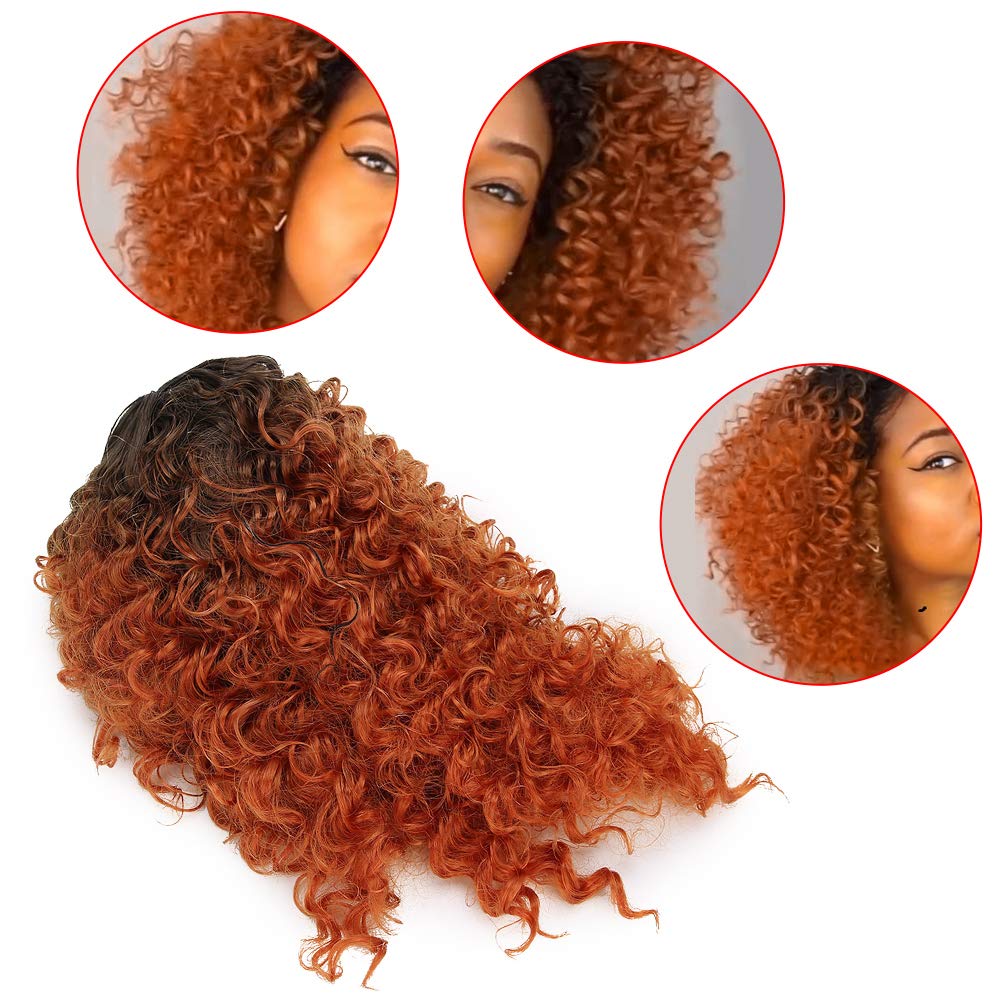 Gradient Brown Curly Wavy Wig - Mid-Length Synthetic Hair with Small Curls for Halloween & Christmas Costumes | Perfect for Cosplay, Parties, and Daily Fashion