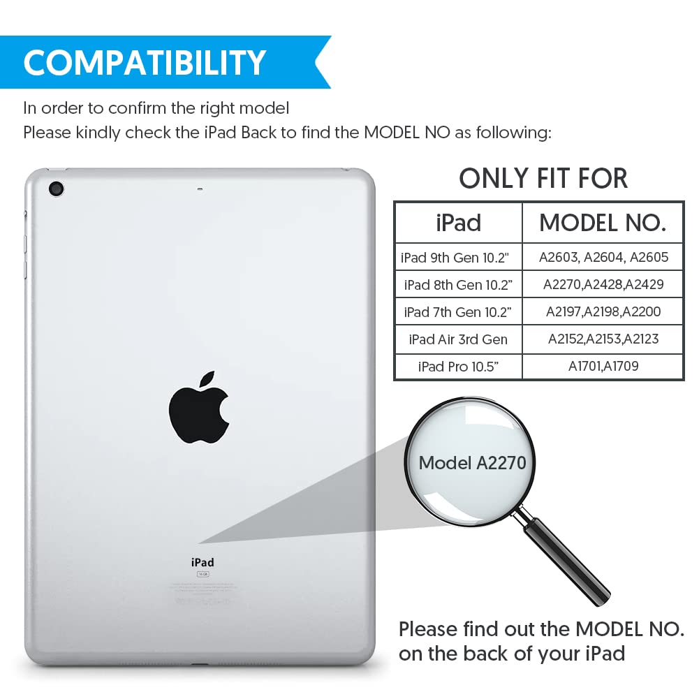 Premium Wireless Bluetooth Keyboard Case with Touchpad - Compatible with iPad 9th/8th/7th Gen, iPad Air 3rd & iPad Pro 10.5