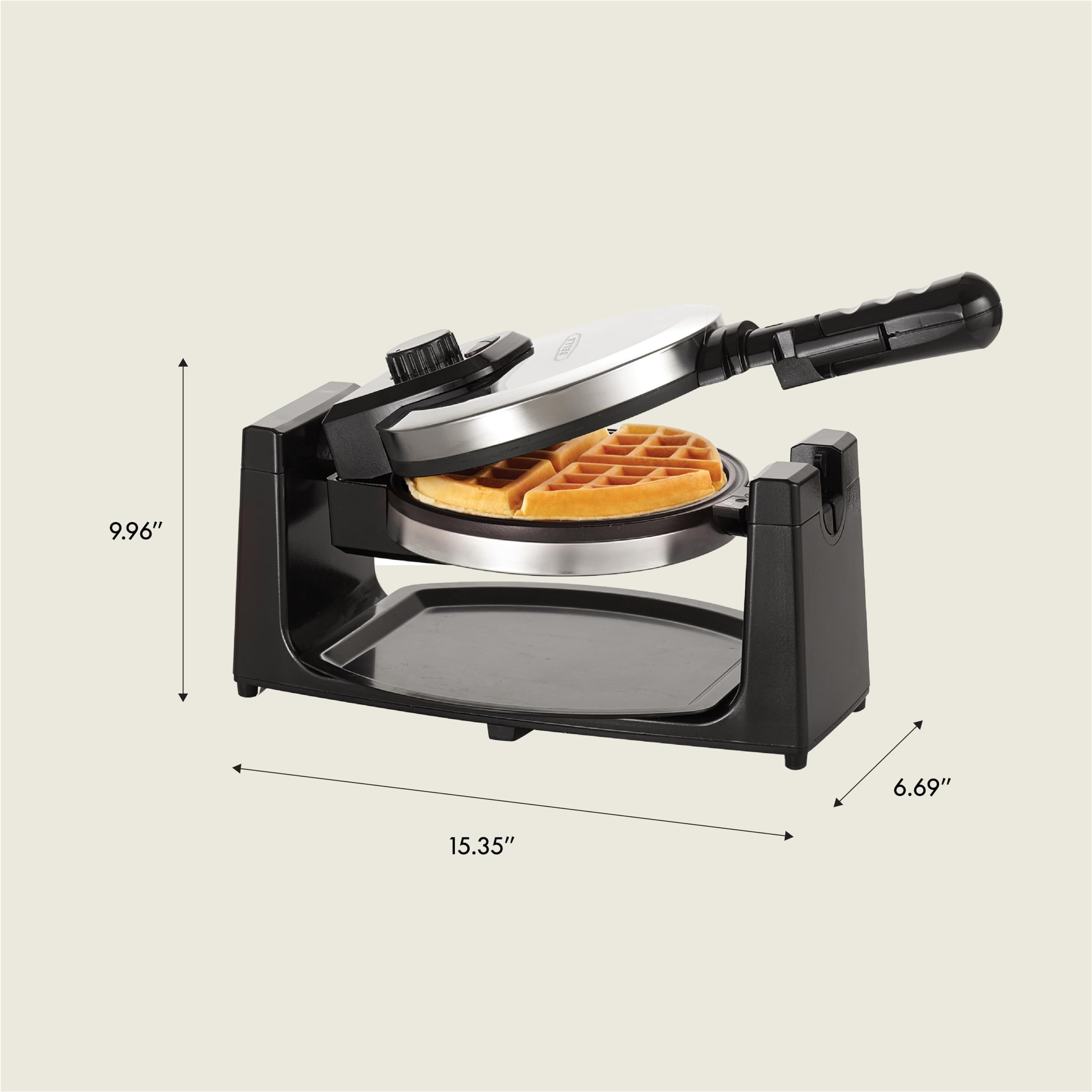 Bella Classic Rotating Belgian Waffle Maker - Nonstick Plates, Adjustable Browning, Removable Drip Tray & Cool Touch Handles - Stainless Steel Waffle Iron for Breakfast, Brunch & Family Gatherings