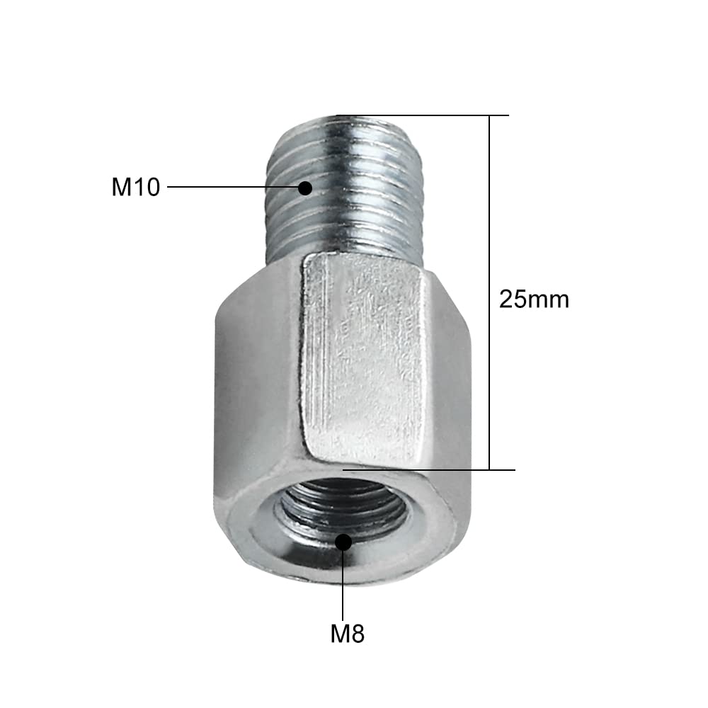Universal Motorcycle Rear Mirror Mount Adapter Screws - 2Pcs 10mm Male to 8mm Female Clockwise Threaded Right Hand Conversion Kit for Motorcycle, ATV, Scooter, Dirt Bike & Mini Bike - Perfect for Mirror Adjustments & Upgrades