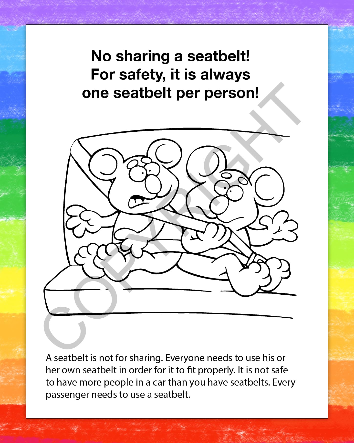 ZOCO Custom Educational Coloring Books for Kids - 250 Bulk Pack with Crayons | Preschool Learning Activities, Seatbelt Safety & Buckle Up Theme | Perfect for Classroom, Homeschool & Road Trip Activities