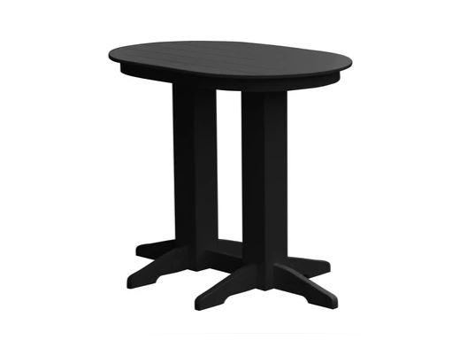 A & L Furniture Oval Bar Table with Free 2 Umbrella Holes - Perfect for Outdoor Patio, Poolside, and Backyard Entertaining