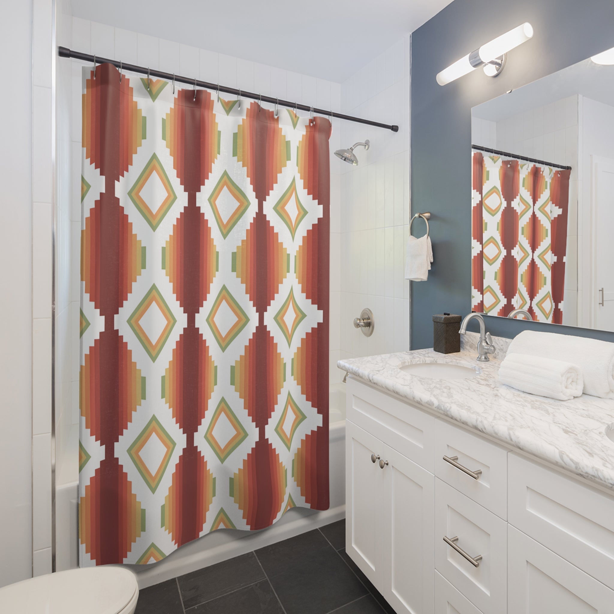 Rio Southwestern Shower Curtain - Waterproof Bathroom Decor with Hooks, Perfect for Modern Bathrooms & Guest Baths
