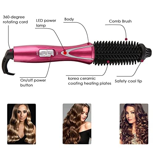 Professional Hair Curling Wand - Anti-Scald Instant Heat Up Curler & Hot Brush for Women, Multi-Styler for Long & Short Hair (UK Plug 110-240V) - Perfect for Home Styling, Salon Use & Travel