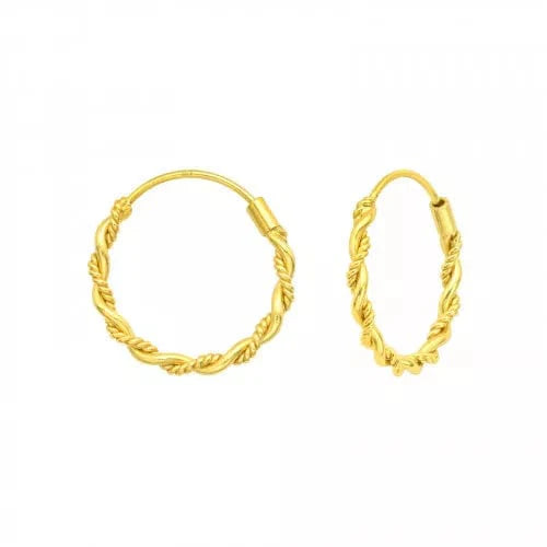 14K Gold Twisted Bali Hoop Earrings for Women - Handmade Boho Chic Dangle Earrings | Perfect for Parties, Weddings & Everyday Wear