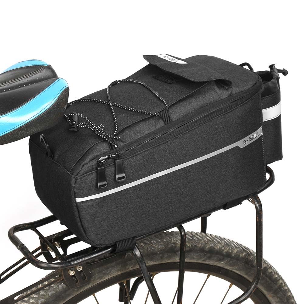Waterproof Bike Rack Bag - Adjustable Bicycle Saddle Pannier Trunk Carrier for Commuter, E-Bike & Cycling Accessories - Perfect for Outdoor Travel, Grocery Shopping & Daily Commute (Black)